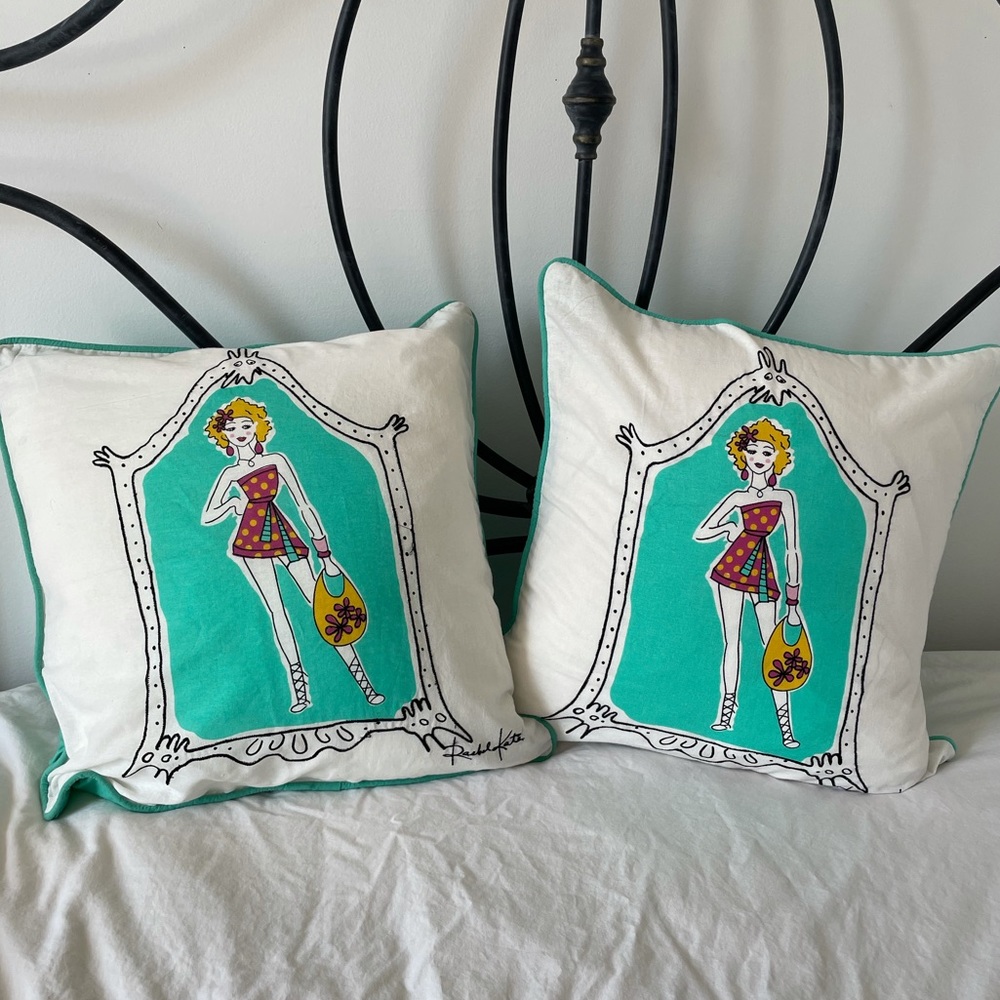 Set of 2 Rachel Kate Linen Pillow Covers - NWT